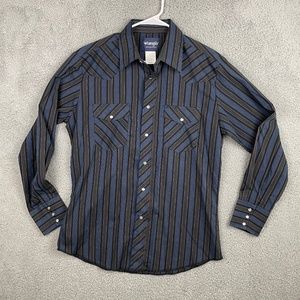 WRANGLER Western Shirt Snap Button Shirt Mens M Multi Color Striped Long Sleeve